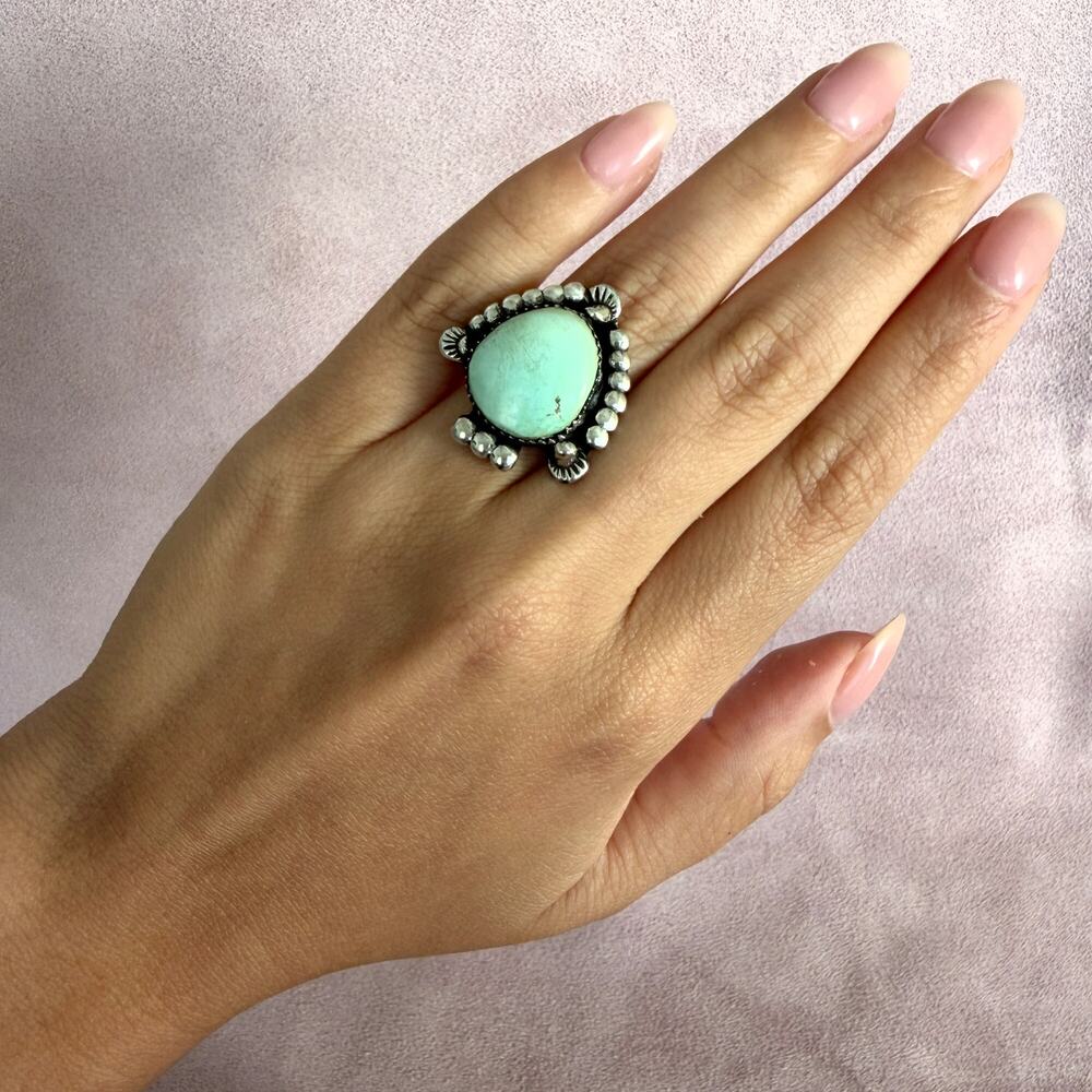 navajo sterling silver vintage turquoise arrow ring size 5.5 - Picture 2 of 5